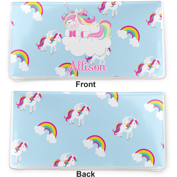 Rainbows and Unicorns Vinyl Check Book Cover - Front and Back