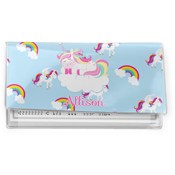 Custom Rainbows and Unicorns Vinyl Checkbook Cover w/ Name or Text