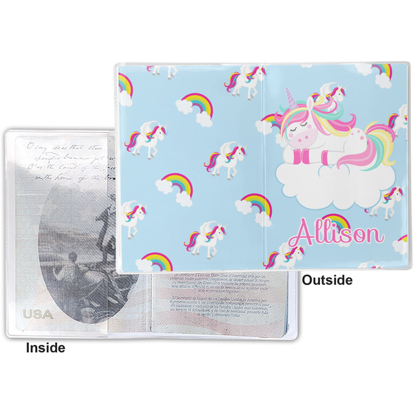 Rainbows and Unicorns Vinyl Passport Holder - Flat Front and Back