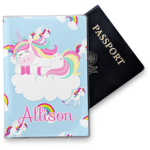 Custom Rainbows and Unicorns Vinyl Passport Holder w/ Name or Text