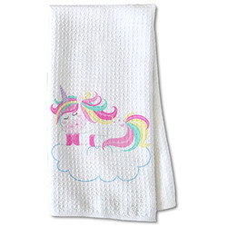 Rainbows and Unicorns Kitchen Towel - Waffle Weave - Partial Print (Personalized)