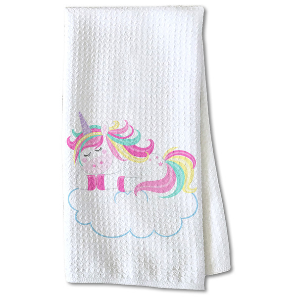 Rainbows and Unicorns Waffle Towel - Partial Print Print Style Image