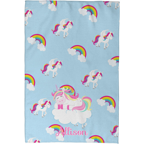 Rainbows and Unicorns Waffle Weave Towel - Full Color Print - Approval Image