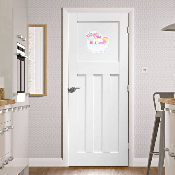 Rainbows and Unicorns Wall Graphic on Door