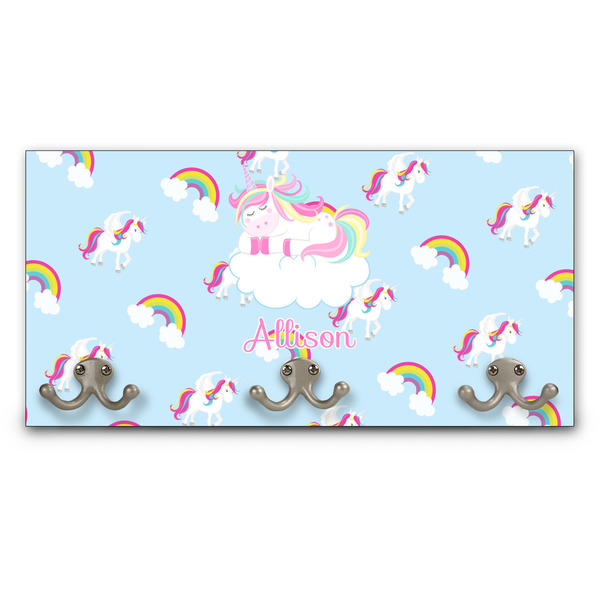 Custom Rainbows and Unicorns Wall Mounted Coat Rack w/ Name or Text