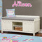 Rainbows and Unicorns Wall Name Decal Above Storage bench