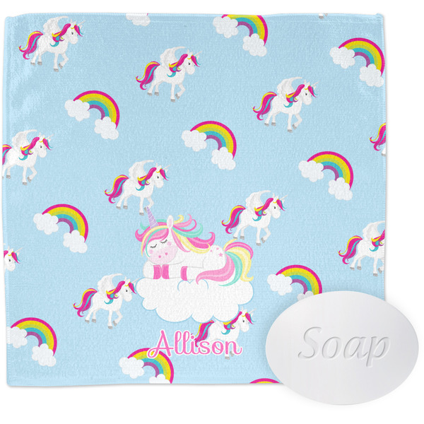 Custom Rainbows and Unicorns Washcloth w/ Name or Text