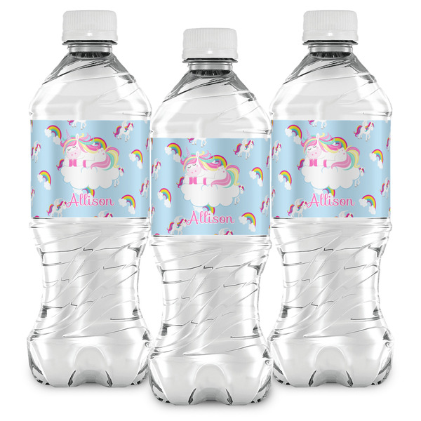 Rainbows and Unicorns Water Bottle Labels - Front View