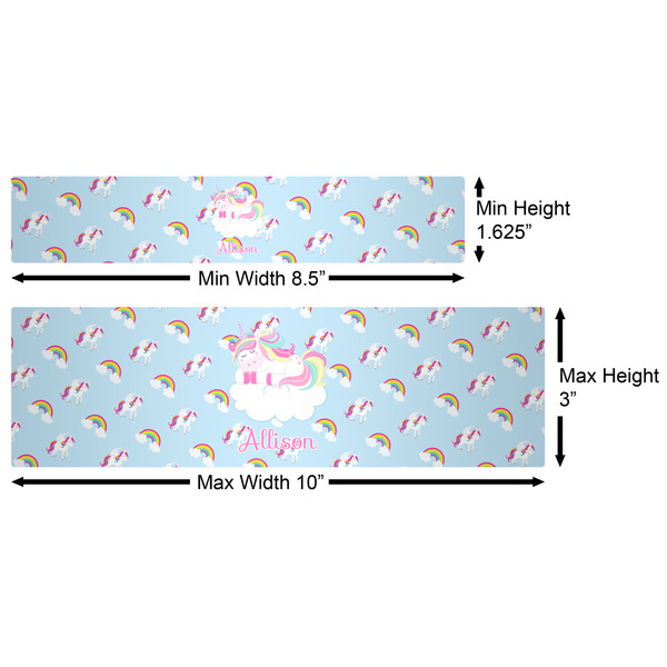 Rainbows and Unicorns Water Bottle Labels w/ Dimensions