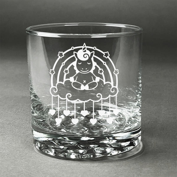 Custom Rainbows and Unicorns Whiskey Glass - Engraved