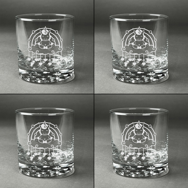 Rainbows and Unicorns Whiskey Glasses - Set of 4 all Engraved