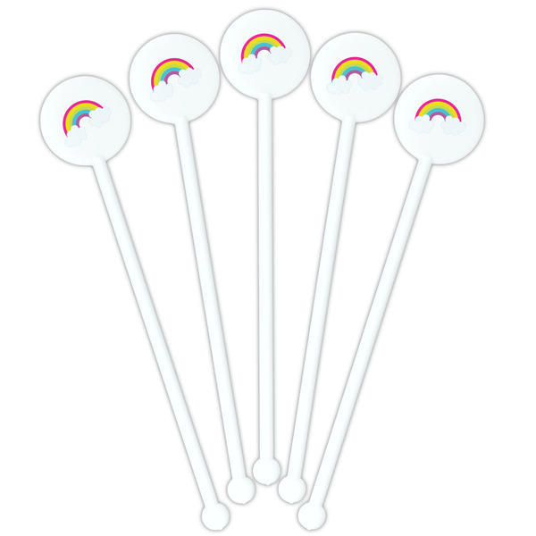 Rainbows and Unicorns White Plastic 5.5" Stir Stick - Fan View