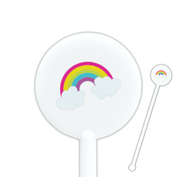 Rainbows and Unicorns 5.5" Round Plastic Stir Sticks - White - Double Sided