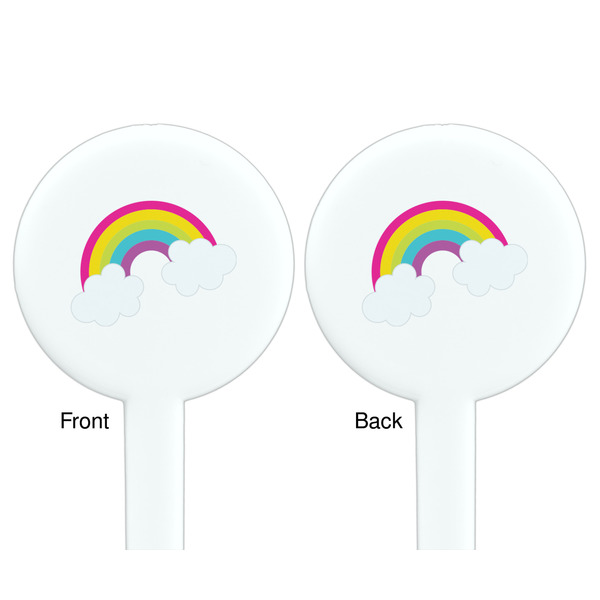 Rainbows and Unicorns White Plastic 7" Stir Stick - Double Sided - Round - Front & Back