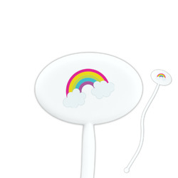 Rainbows and Unicorns 7" Oval Plastic Stir Sticks - White - Double Sided