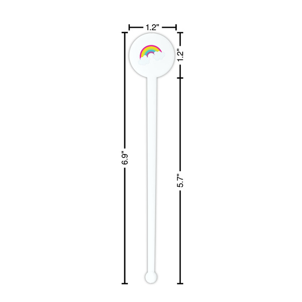 Rainbows and Unicorns White Plastic 7" Stir Stick - Round - Dimensions