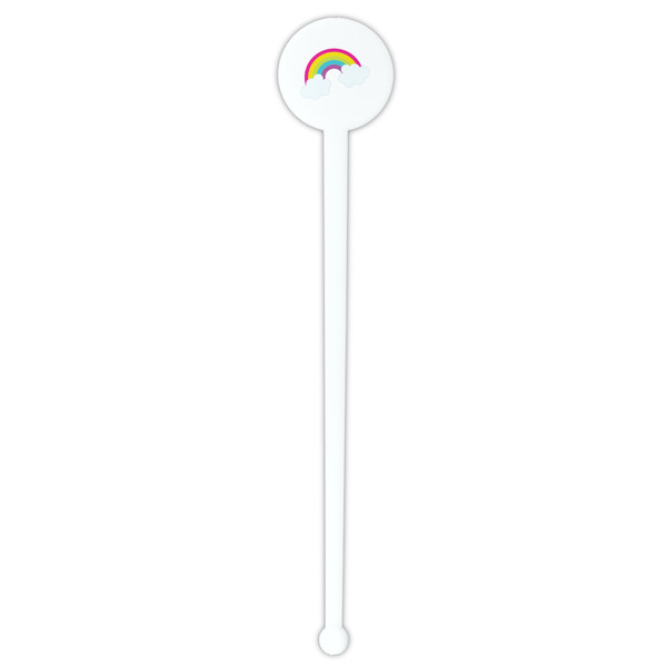 Rainbows and Unicorns White Plastic 7" Stir Stick - Round - Single Stick