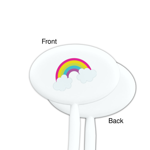 Rainbows and Unicorns White Plastic 7" Stir Stick - Single Sided - Oval - Front & Back