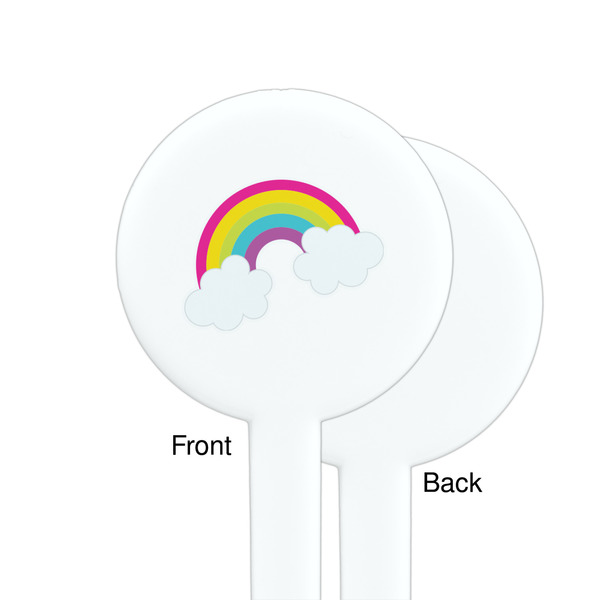 Rainbows and Unicorns White Plastic 7" Stir Stick - Single Sided - Round - Front & Back