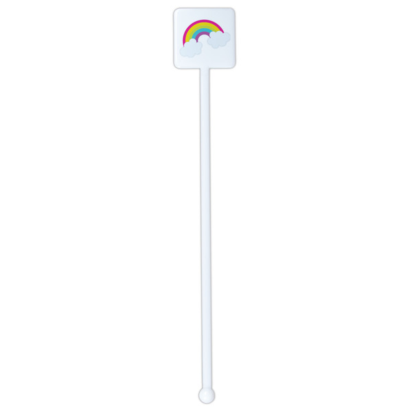 Rainbows and Unicorns White Plastic Stir Stick - Double Sided - Square - Single Stick