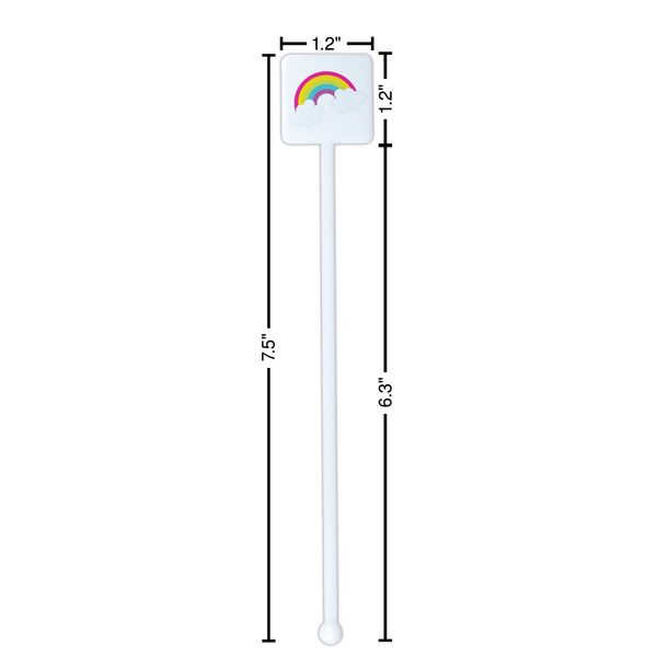 Rainbows and Unicorns White Plastic Stir Stick - Square - Dimensions