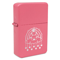 Rainbows and Unicorns Windproof Lighter - Pink - Double Sided & Lid Engraved
