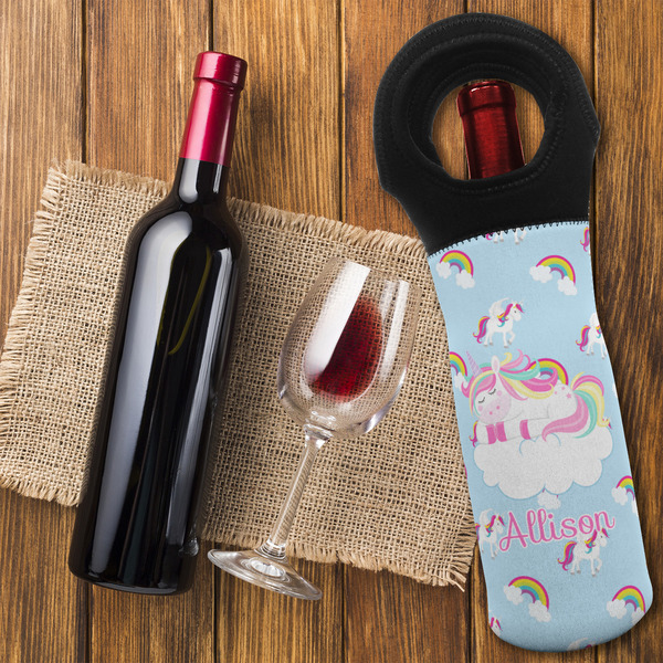 Rainbows and Unicorns Wine Tote Bag - FLATLAY