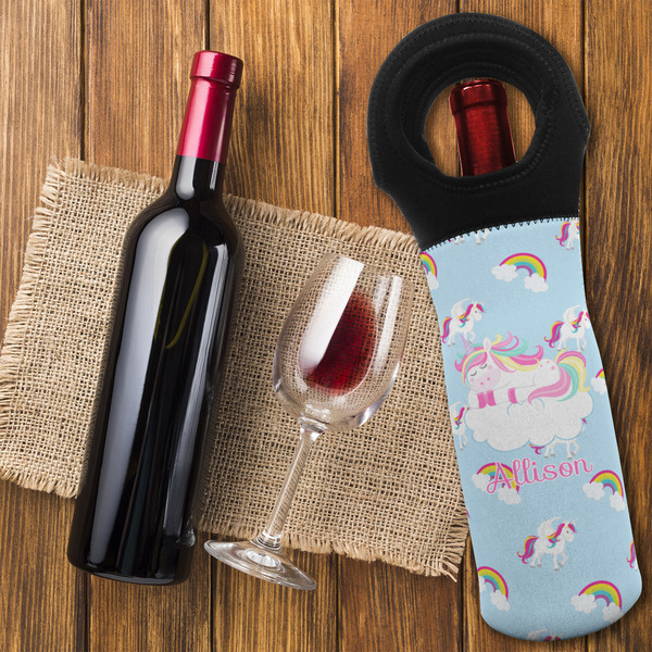 Rainbows and Unicorns Wine Tote Bag - FLATLAY