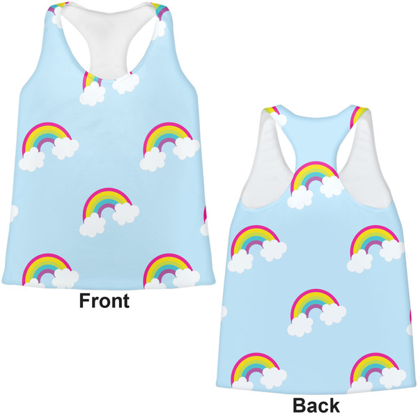 Rainbows and Unicorns Womens Racerback Tank Tops - Medium - Front and Back