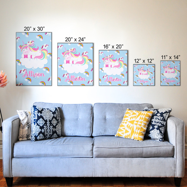 Rainbows and Unicorns Wood Prints - Size Comparison
