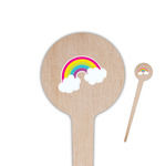 Rainbows and Unicorns 4" Round Wooden Food Picks - Double Sided