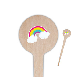 Rainbows and Unicorns 4" Round Wooden Food Picks - Single Sided