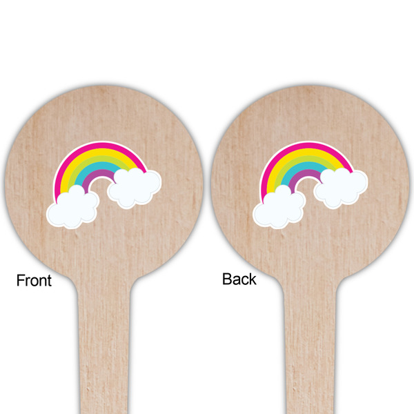 Rainbows and Unicorns Wooden 4" Food Pick - Round - Double Sided - Front & Back