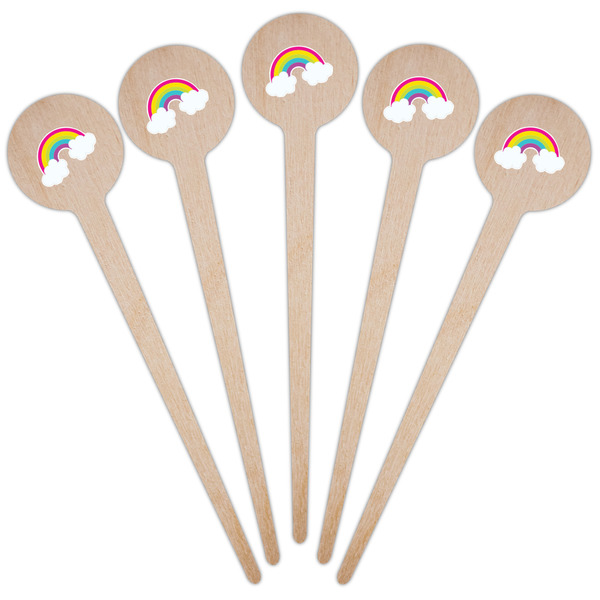 Rainbows and Unicorns Wooden 4" Food Pick - Round - Fan View