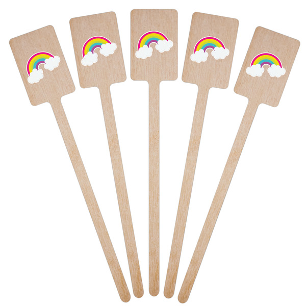 Rainbows and Unicorns Wooden 6.25" Stir Stick - Rectangular - Fan View