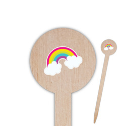 Rainbows and Unicorns 6" Round Wooden Food Picks - Single Sided