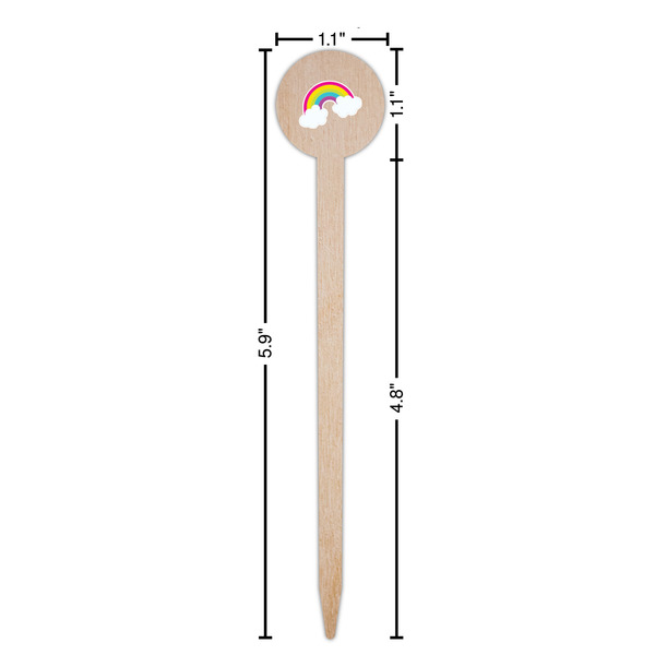 Rainbows and Unicorns Wooden 6" Food Pick - Round - Dimensions
