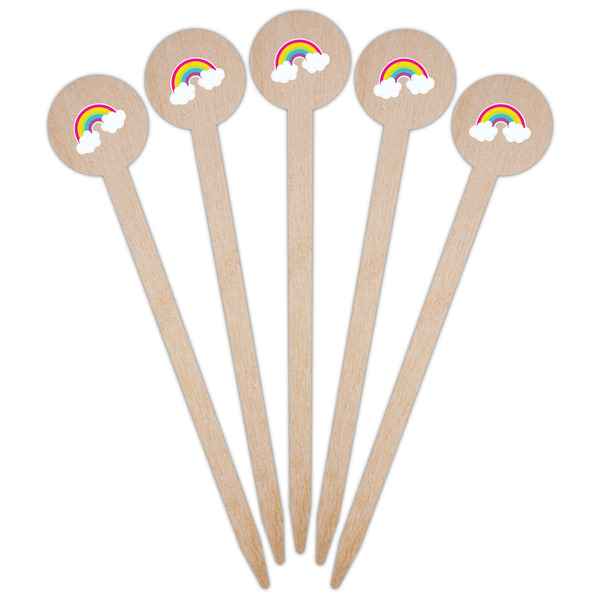 Rainbows and Unicorns Wooden 6" Food Pick - Round - Fan View