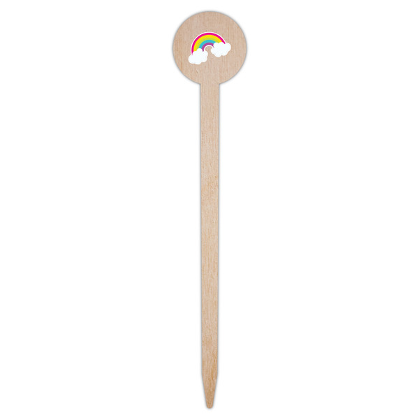 Rainbows and Unicorns Wooden 6" Food Pick - Round - Single Pick