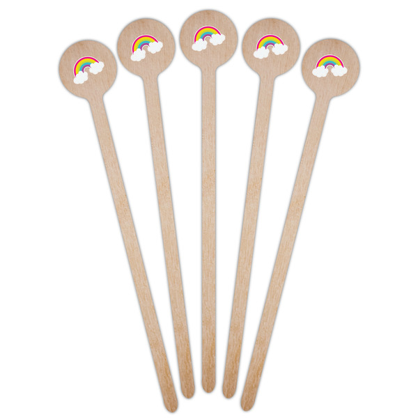 Rainbows and Unicorns Wooden 6" Stir Stick - Round - Fan View