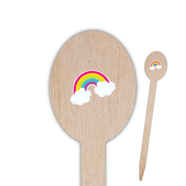 Custom Rainbows and Unicorns Oval Wooden Food Picks