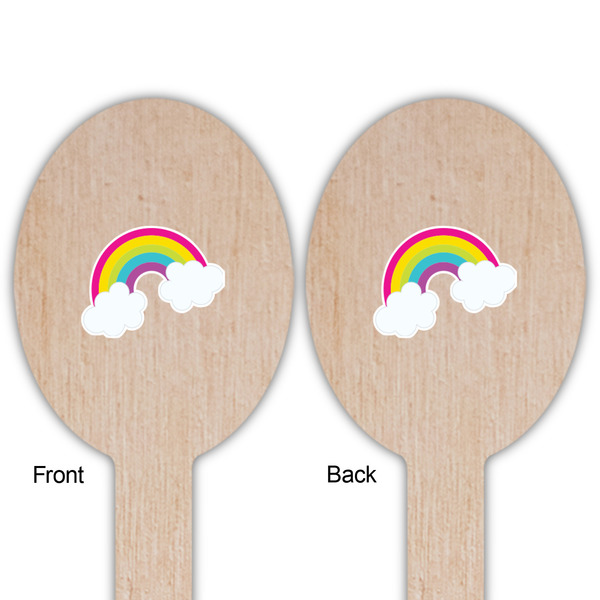Rainbows and Unicorns Wooden Food Pick - Oval - Double Sided - Front & Back