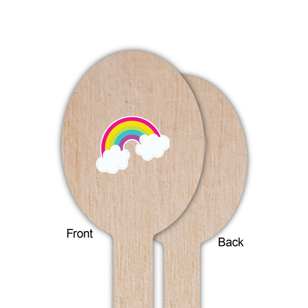 Rainbows and Unicorns Wooden Food Pick - Oval - Single Sided - Front & Back