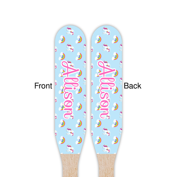 Rainbows and Unicorns Wooden Food Pick - Paddle - Double Sided - Front & Back