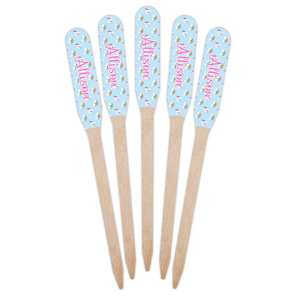 Rainbows and Unicorns Wooden Food Pick - Paddle - Fan View