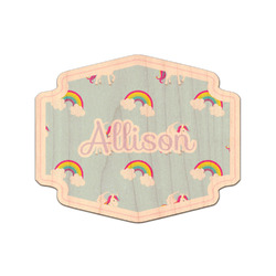 Rainbows and Unicorns Genuine Maple or Cherry Wood Sticker (Personalized)