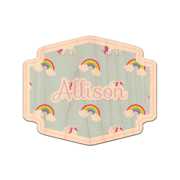 Custom Rainbows and Unicorns Genuine Maple or Cherry Wood Sticker (Personalized)