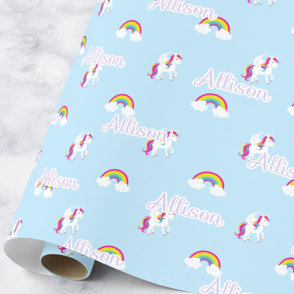 Custom Rainbows and Unicorns Wrapping Paper Roll - Large (Personalized)