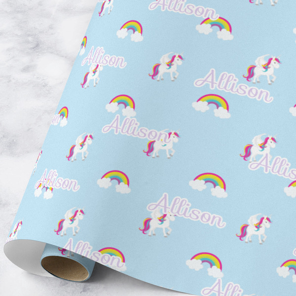 Custom Rainbows and Unicorns Wrapping Paper Roll - Large - Matte (Personalized)