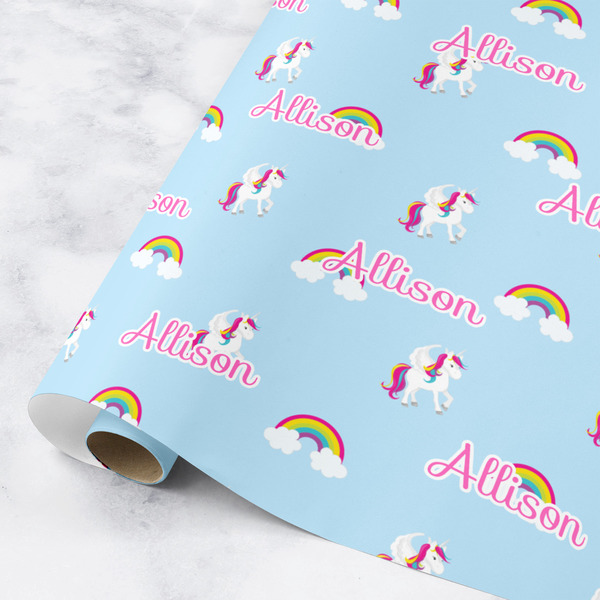 Custom Rainbows and Unicorns Wrapping Paper Roll - Medium (Personalized)